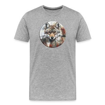 Wild wolf portrait in watercolor look - Men's Premium Organic T-Shirt - heather grey - Front - Damien (186cm)