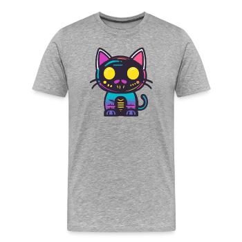 Kater Halloween Katze - Männer Premium Bio T-Shirt - Grau meliert - Vorne - Damien (186cm)