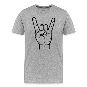 Signe de la main de roche – symbole des cornes en métal - T-shirt bio Premium Homme - gris chiné - Devant - Damien (186cm)