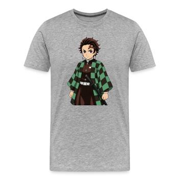 Hero Checkerboard Kimono Green Saber - Men's Premium Organic T-Shirt - heather grey - Front - Damien (186cm)