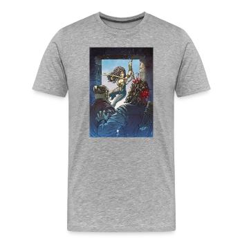 Fantasy-Krieger - Männer Premium Bio T-Shirt - Grau meliert - Vorne - Damien (186cm)