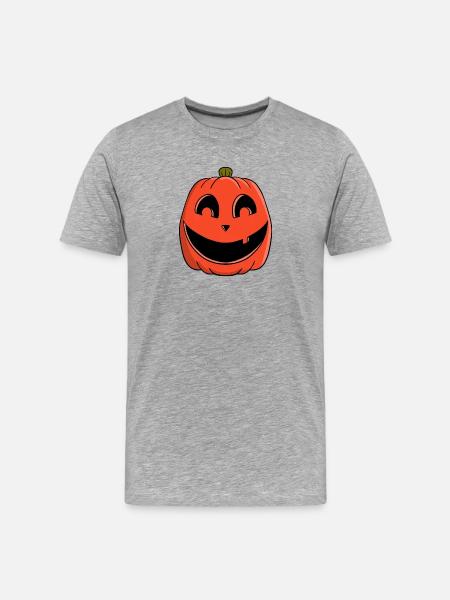 Playful Pumpkin Smile - Men's Premium Organic T-Shirt - heather grey