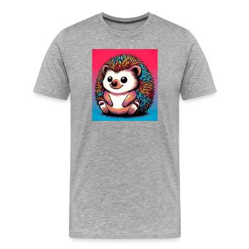 hedgehog - Men's Premium Organic T-Shirt - heather grey - Front - Damien (186cm)