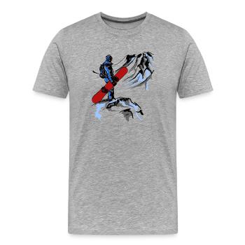 Snowboarder mit roten Brett – Kontrastkunst - Männer Premium Bio T-Shirt - Grau meliert - Vorne - Damien (186cm)