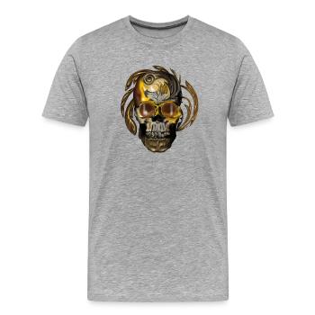 Golden Skull Baroque Ornament - Men's Premium Organic T-Shirt - heather grey - Front - Damien (186cm)