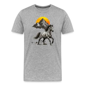 Galloping Summit Sunset - Men's Premium Organic T-Shirt - heather grey - Front - Damien (186cm)