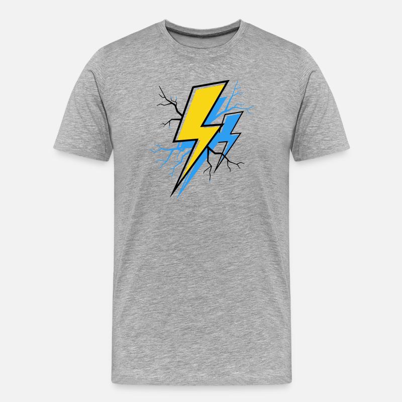 Blau Gelber Strahl - Männer Premium Bio T-Shirt - Grau meliert