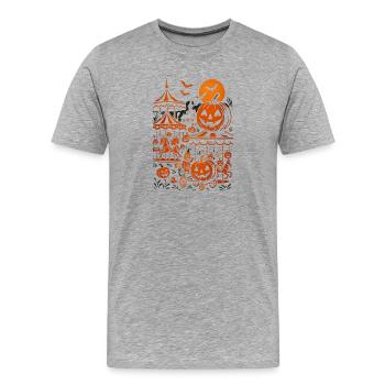 Halloween KürbisKarussell - Männer Premium Bio T-Shirt - Grau meliert - Vorne - Damien (186cm)