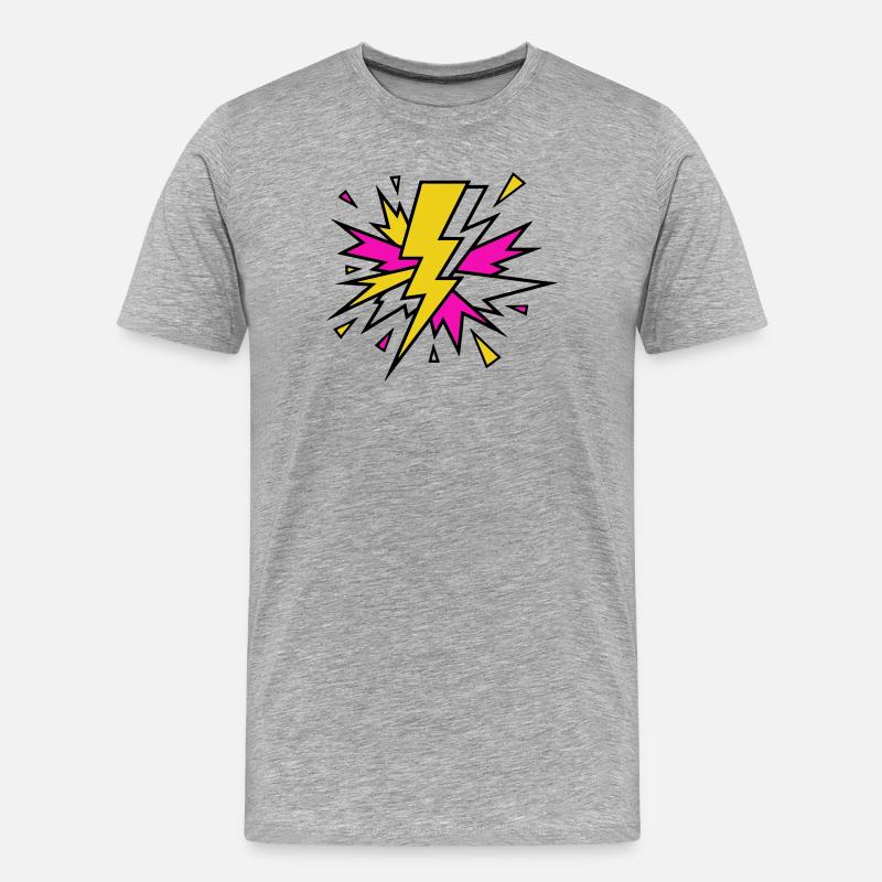 Gelber Strahl Neon-Explosion - Männer Premium Bio T-Shirt - Grau meliert