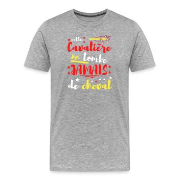 Cette Cavaliere Ne Tombe JAMAIS de cheval - T-shirt bio Premium Homme - gris chiné - Devant - Damien (186cm)