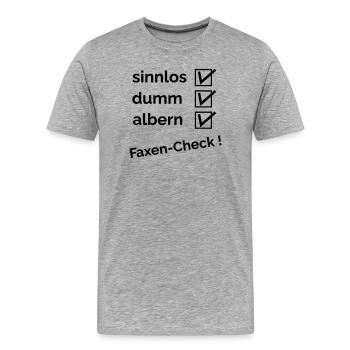 Fax check - Men's Premium Organic T-Shirt - heather grey - Front - Damien (186cm)