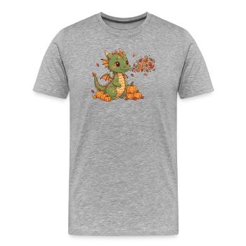 Autumn dragon with pumpkins - Men's Premium Organic T-Shirt - heather grey - Front - Damien (186cm)