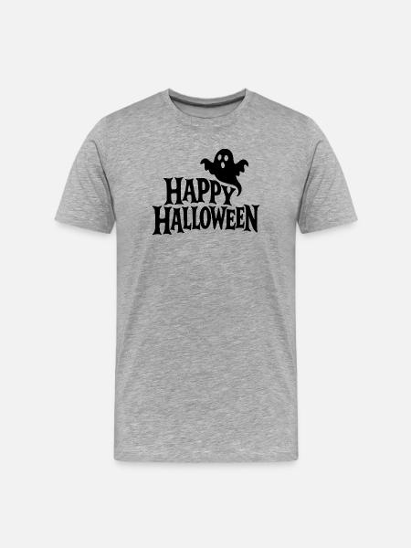 Happy Halloween Ghosts Illustration - Men's Premium Organic T-Shirt - heather grey
