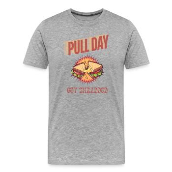 Pull Day Sandwich – Get Shredded Retro Style - Men's Premium Organic T-Shirt - heather grey - Front - Damien (186cm)
