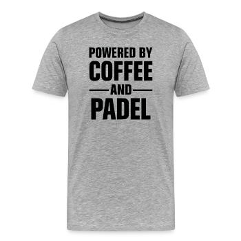 Padel & Kaffee – Powered By Coffee and Padel - Männer Premium Bio T-Shirt - Grau meliert - Vorne - Damien (186cm)