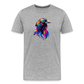 Corbeau, Corbeau, Oiseau, Corbeau Corbeau, Choucas, Corbeau noir - T-shirt bio Premium Homme - gris chiné - Devant - Damien (186cm)
