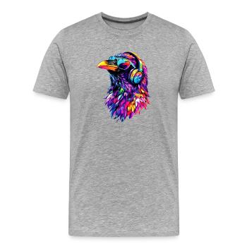Corbeau, Corbeau, Oiseau, Corbeau Corbeau, Choucas, Corbeau noir - T-shirt bio Premium Homme - gris chiné - Devant - Damien (186cm)