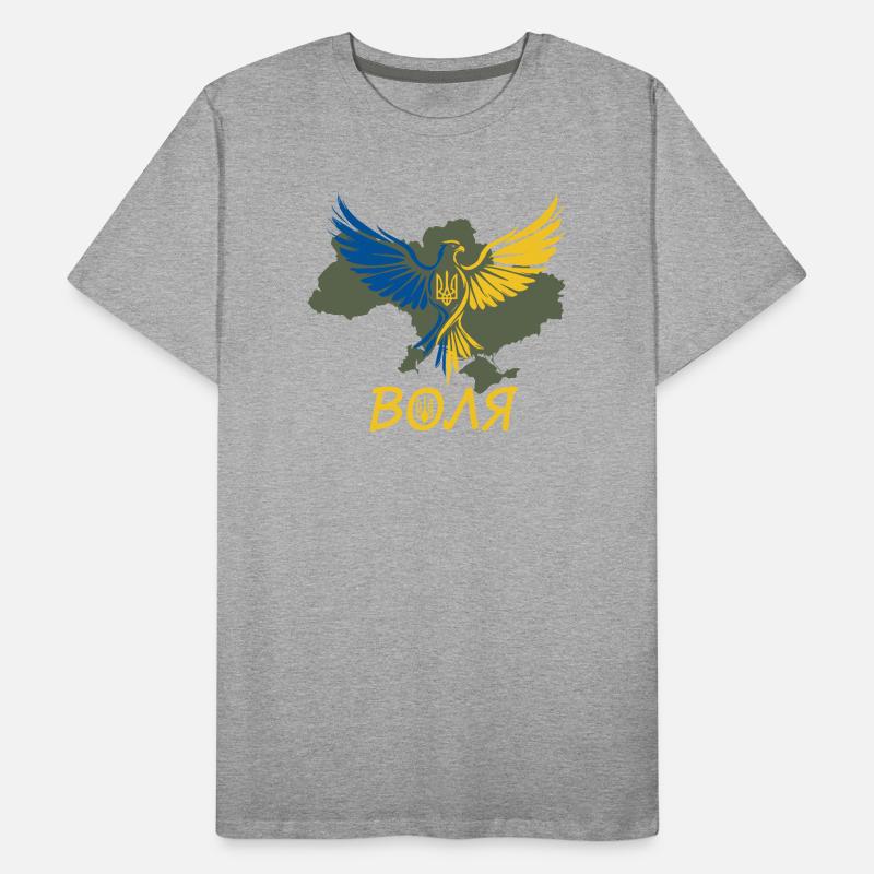 Volya Eagle on Ukraine Map Men's Premium Organic T-Shirt