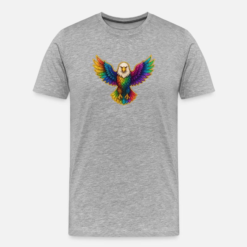 Rainbow Eagle Wing Art - Men's Premium Organic T-Shirt - heather grey