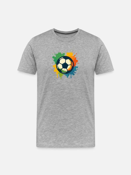 Buntes Fußball-Splatter Design - Männer Premium Bio T-Shirt - Grau meliert