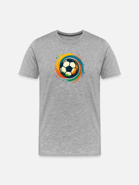 Farbwirbel Fußballkunst - Männer Premium Bio T-Shirt - Grau meliert