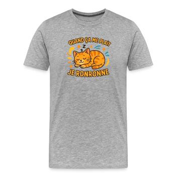 Katze schnurrt, wenn es mir gefällt - Männer Premium Bio T-Shirt - Grau meliert - Vorne - Damien (186cm)