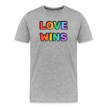 L’amour gagne - T-shirt bio Premium Homme - gris chiné - Devant - Damien (186cm)
