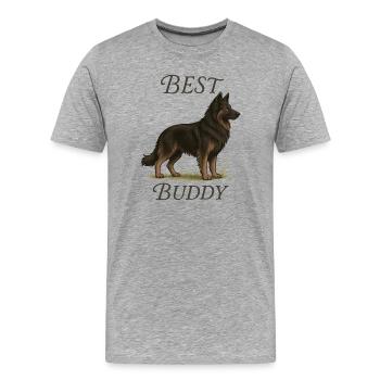 Altdeutscher Schäferhund – Best Buddy - Männer Premium Bio T-Shirt - Grau meliert - Vorne - Damien (186cm)