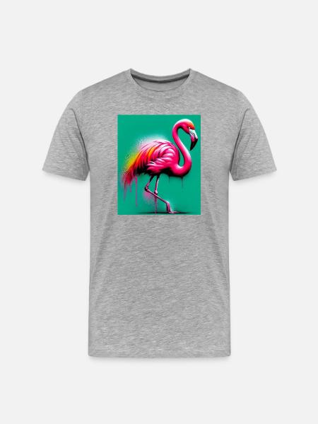 Flamingo - Männer Premium Bio T-Shirt - Grau meliert