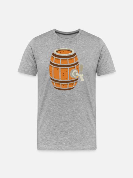 Rustic Beer Barrel Cartoon - Men's Premium Organic T-Shirt - heather grey