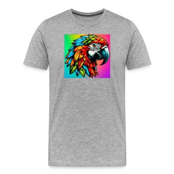 perroquet - T-shirt bio Premium Homme - gris chiné - Devant - Damien (186cm)