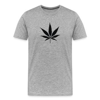 Silhouette von Cannabisblättern - Männer Premium Bio T-Shirt - Grau meliert - Vorne - Damien (186cm)