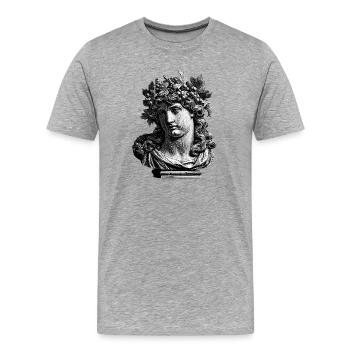 Antike Büste des Bacchus – Klassische Gravur - Männer Premium Bio T-Shirt - Grau meliert - Vorne - Damien (186cm)