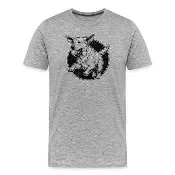 Springender Labrador - Vintage Design - Männer Premium Bio T-Shirt - Grau meliert - Vorne - Damien (186cm)