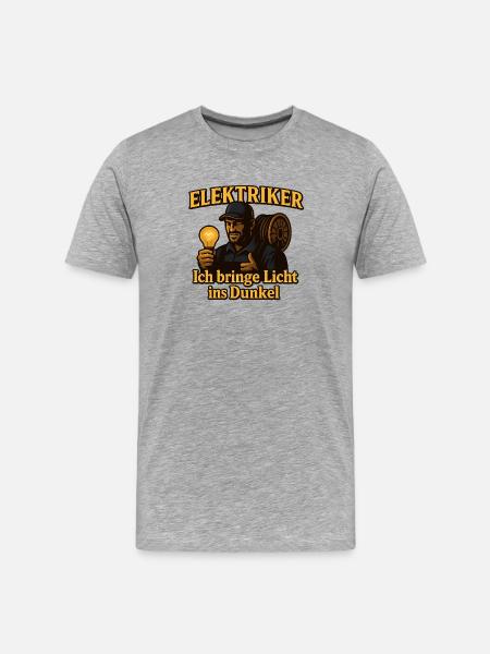 Elektriker Licht Ins Dunkel - Männer Premium Bio T-Shirt - Grau meliert