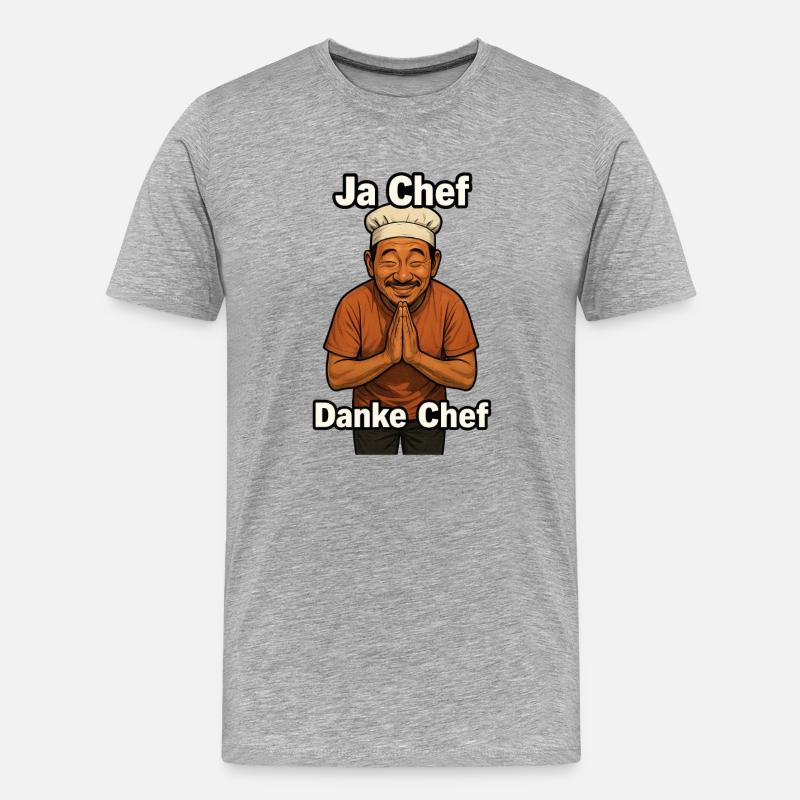 Ja Chef Danke Chef Dankbarer Koch - Männer Premium Bio T-Shirt - Grau meliert