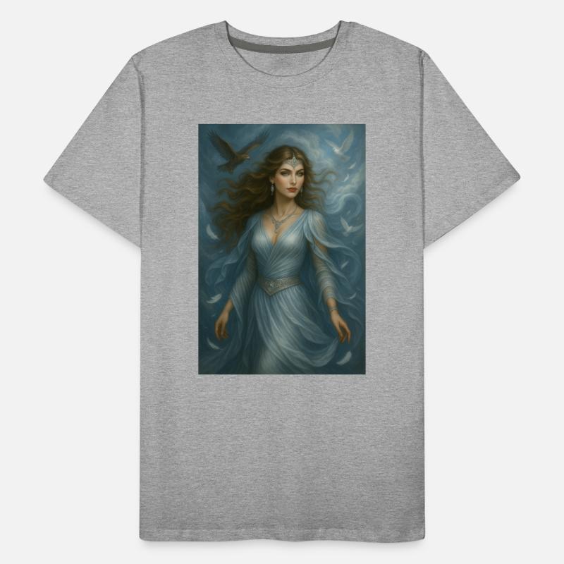Déesse Céleste – Lumière et Oiseaux Blancs T-shirt bio Premium Homme