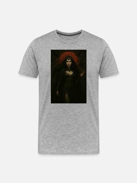 Dark Goddess and Crows – Red Moon - Men's Premium Organic T-Shirt - heather grey