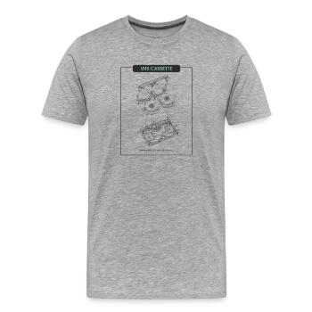 Retro Sketch VHS Kassette - Männer Premium Bio T-Shirt - Grau meliert - Vorne - Damien (186cm)