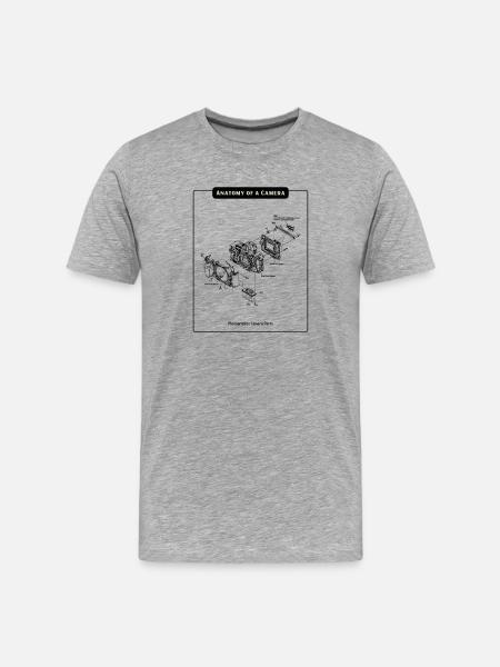 Anatomie der Kamera Silhouette - Männer Premium Bio T-Shirt - Grau meliert