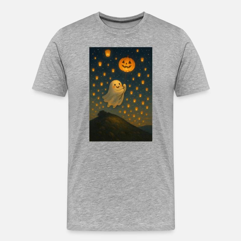 Halloween Süßer Geist - Männer Premium Bio T-Shirt - Grau meliert