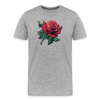 Rose with buds and drops of water - Men's Premium Organic T-Shirt - heather grey - Front - Damien (186cm)
