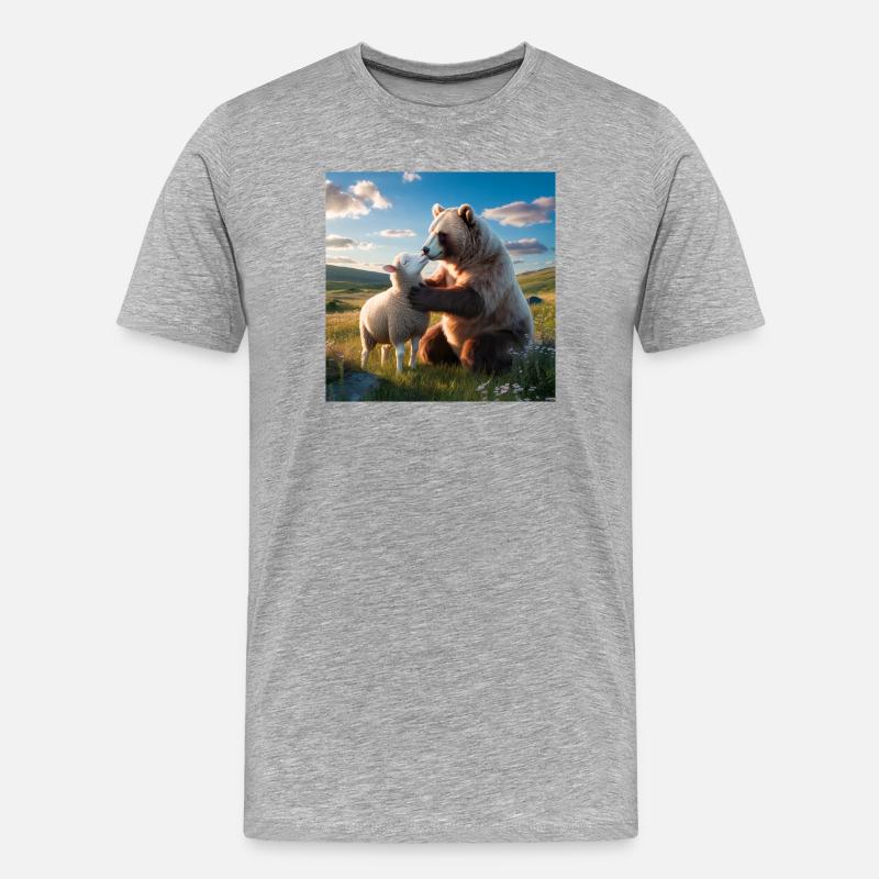 Herzensbande Bärenlamm Im Feld - Männer Premium Bio T-Shirt - Grau meliert