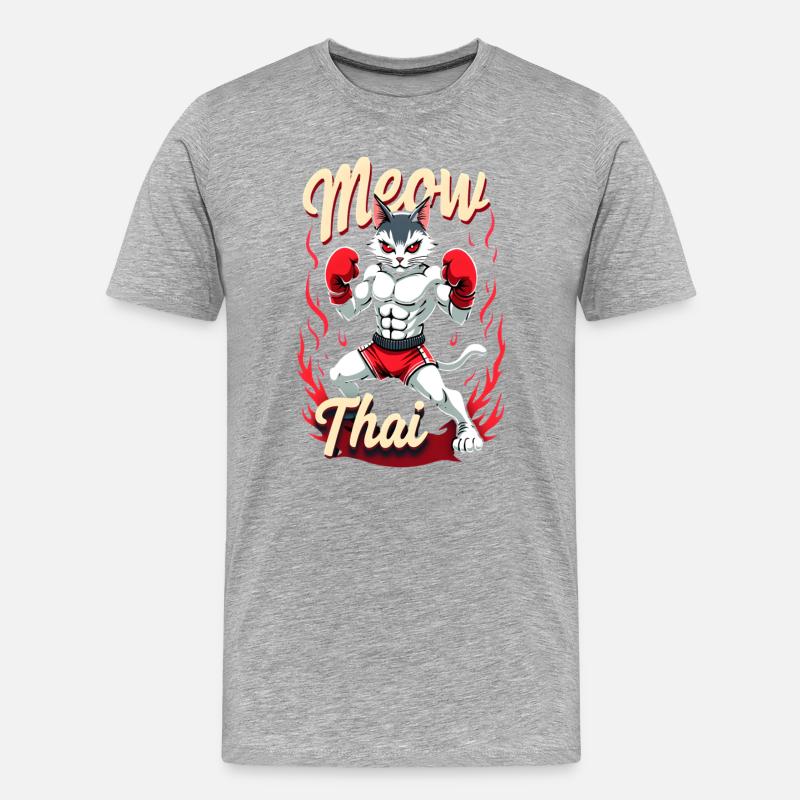 Funny Muay Thai Boxing Muay Thai - Männer Premium Bio T-Shirt - Grau meliert