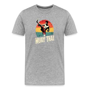 Funny Muay Thai Boxing Muay Thai - Männer Premium Bio T-Shirt - Grau meliert - Vorne - Damien (186cm)