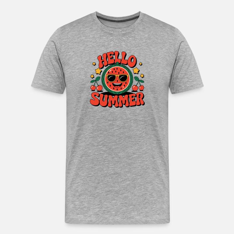  Fröhlicher Wassermelonen-Sommer Spaß Mit - Männer Premium Bio T-Shirt - Grau meliert