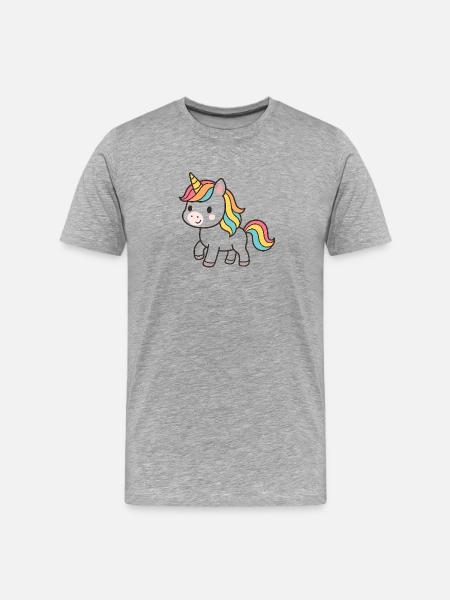 Pastell-Einhorn Traumkollektion - Männer Premium Bio T-Shirt - Grau meliert