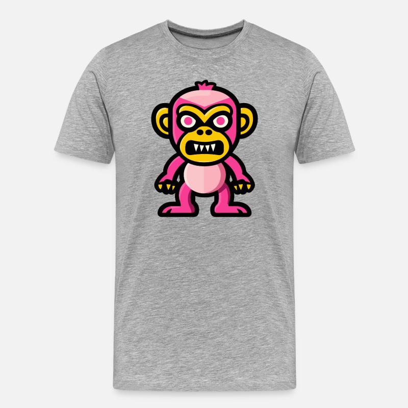 Affe Halloween Comic Lustig - Männer Premium Bio T-Shirt - Grau meliert