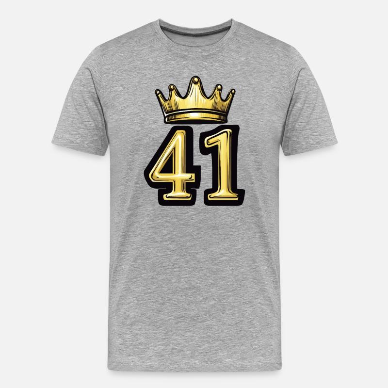 41 Zahl Krone - Männer Premium Bio T-Shirt - Grau meliert