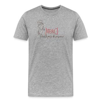 Merci pour la prise de conscience - T-shirt bio Premium Homme - gris chiné - Devant - Damien (186cm)